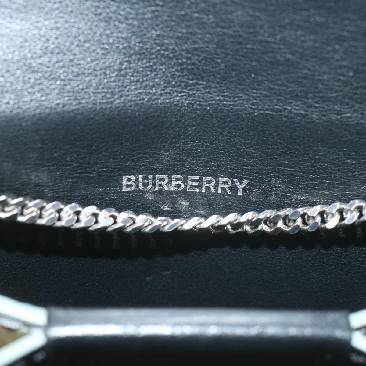 BURBERRY Chain Wallet Patent leather Gray Auth 64515