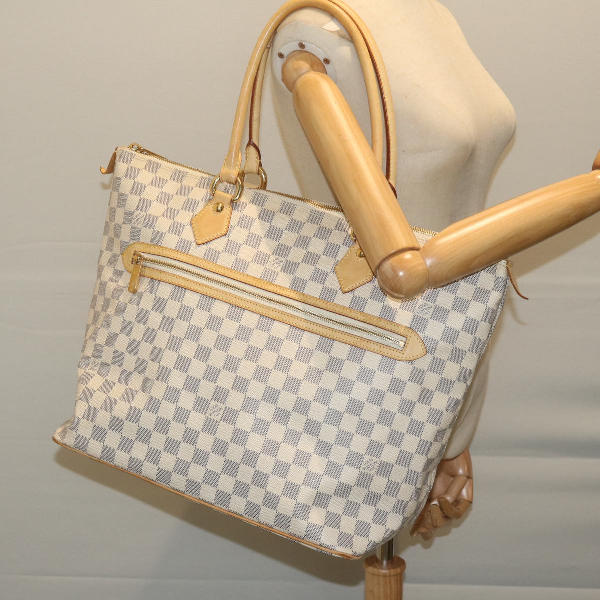 LOUIS VUITTON Damier Azur Saleya GM Tote Bag N51184 LV Auth 64585