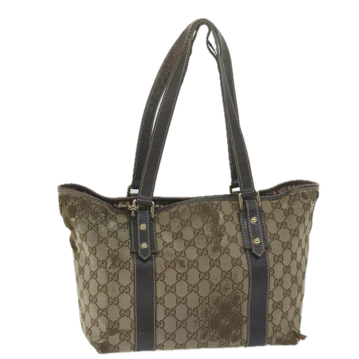 GUCCI GG Canvas Tote Bag Beige 170898 Auth 64653