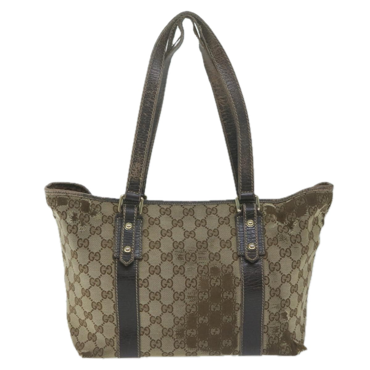 GUCCI GG Canvas Tote Bag Beige 170898 Auth 64653