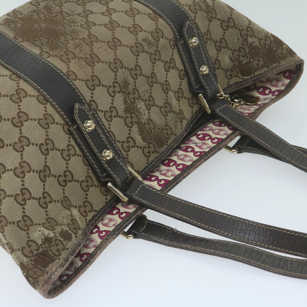 GUCCI GG Canvas Tote Bag Beige 170898 Auth 64653