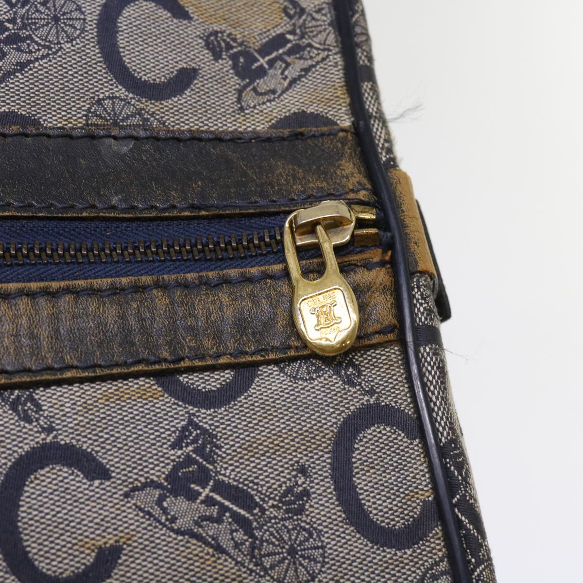 CELINE C Macadam Canvas Boston Bag Navy Auth 64655