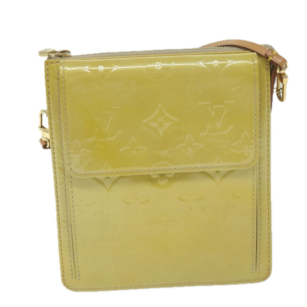 LOUIS VUITTON Monogram Vernis Motto Accessory Pouch Beige M91136 LV Auth 64697