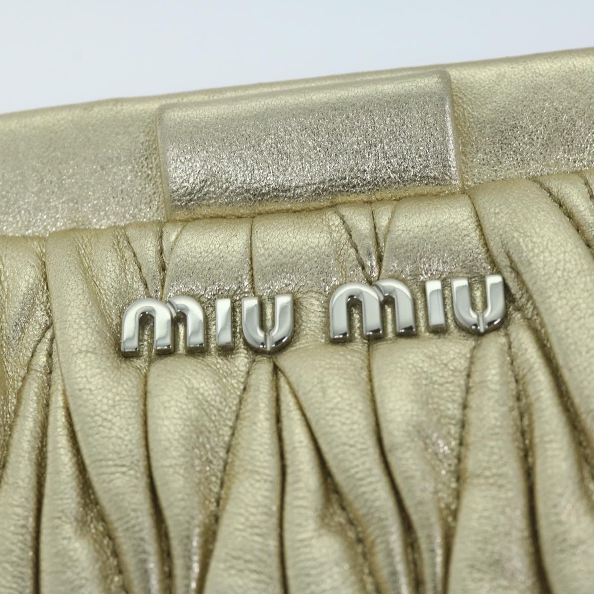 Miu Miu Chain Shoulder Bag Leather Gold Auth 64708