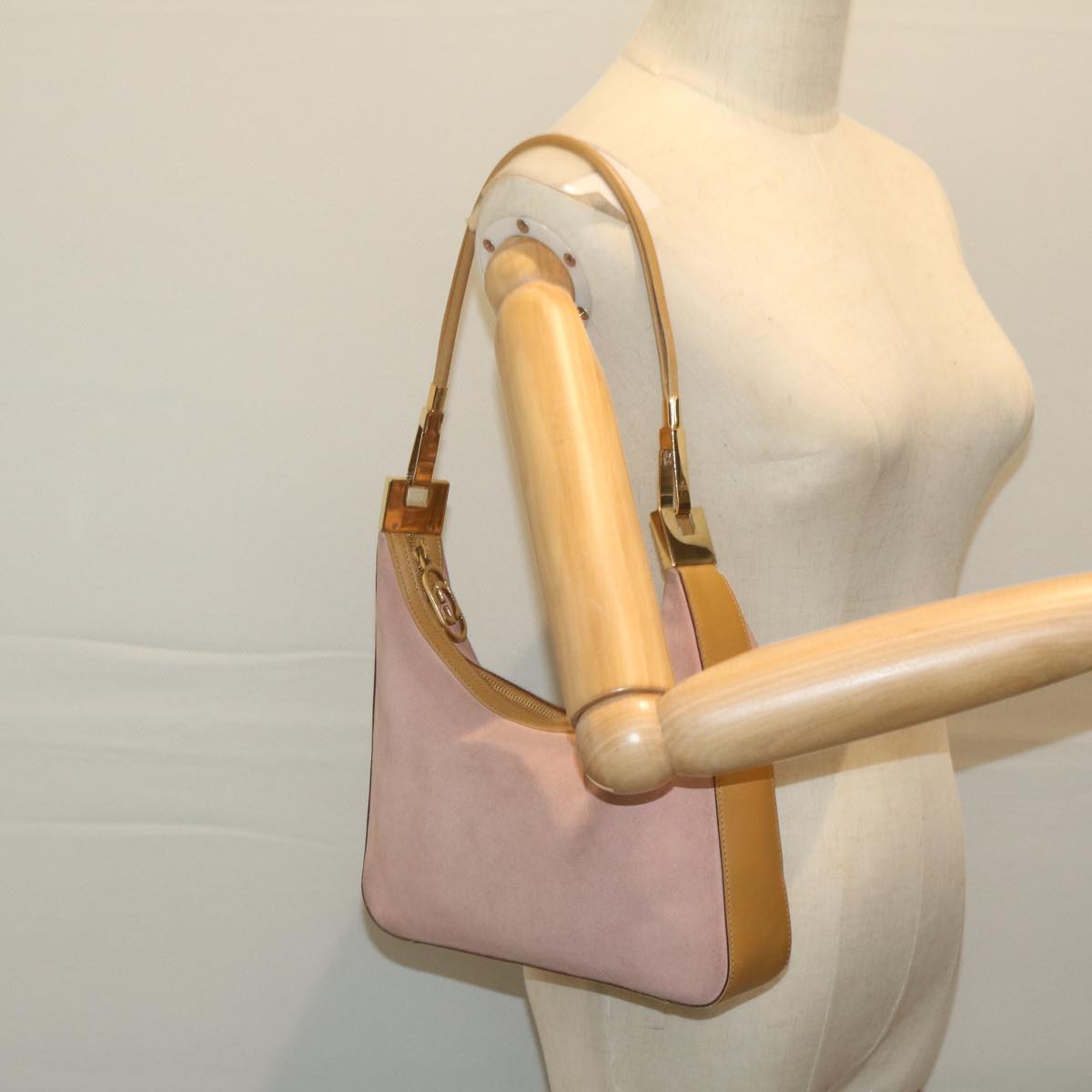 GUCCI Shoulder Bag Suede Pink 001 3812 2123 Auth 64714