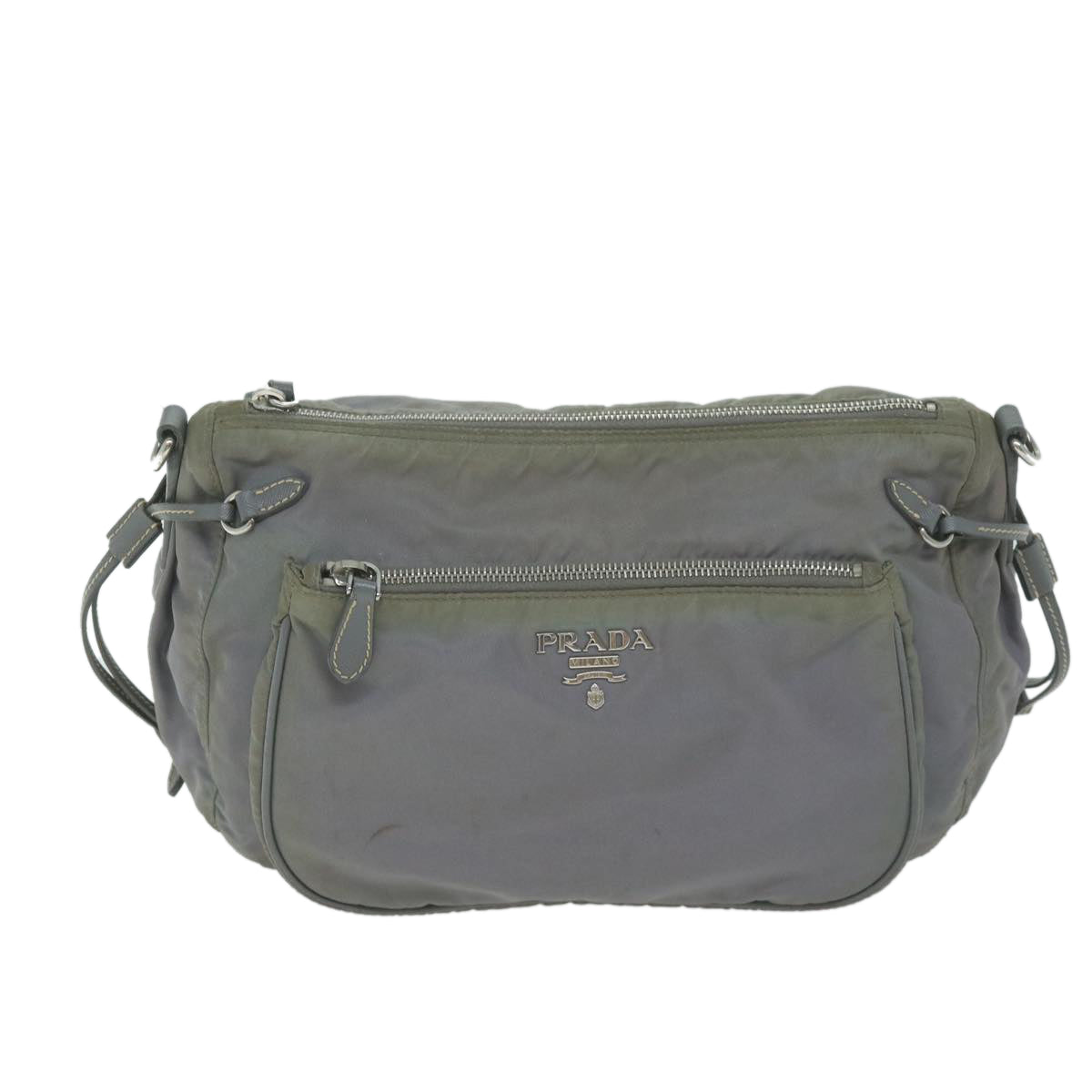 PRADA Shoulder Bag Nylon Gray Auth 64759