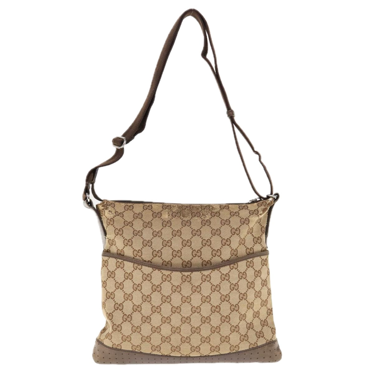 GUCCI GG Canvas Shoulder Bag Beige 145857 Auth 64778