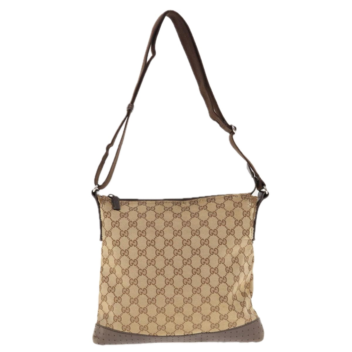 GUCCI GG Canvas Shoulder Bag Beige 145857 Auth 64778