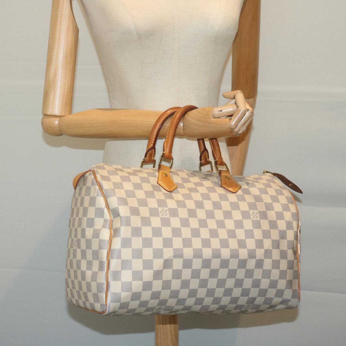 LOUIS VUITTON Damier Azur Speedy 35 Hand Bag N41535 LV Auth 64849