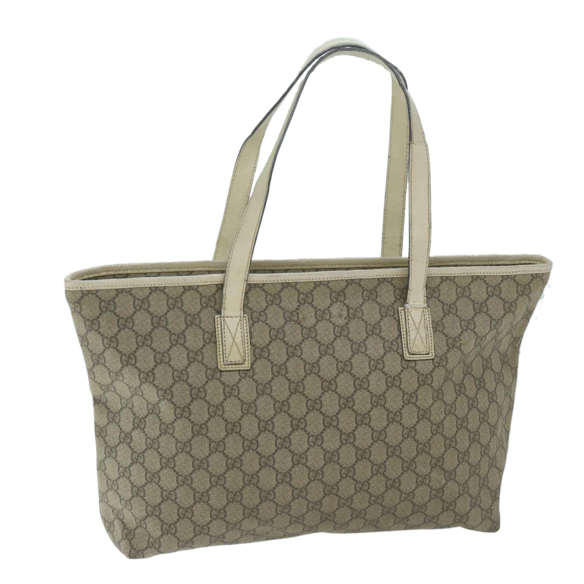 GUCCI GG Canvas Tote Bag Coated Canvas Beige Auth 64875