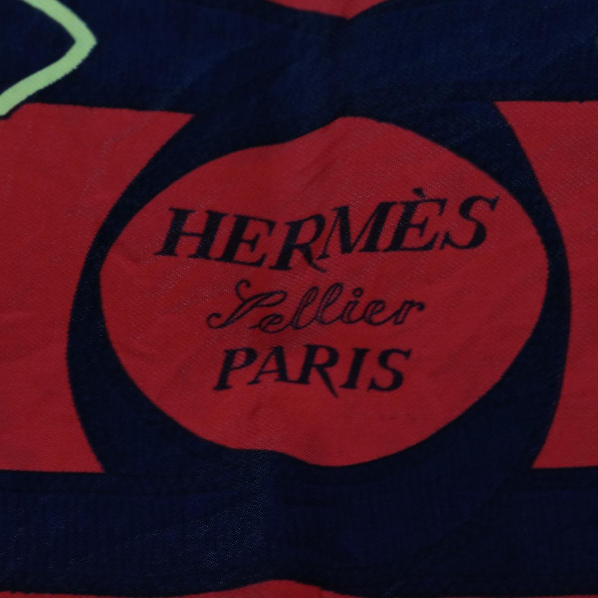 HERMES Carre 90 Eperon dor Scarf Silk Navy Red Auth 64882