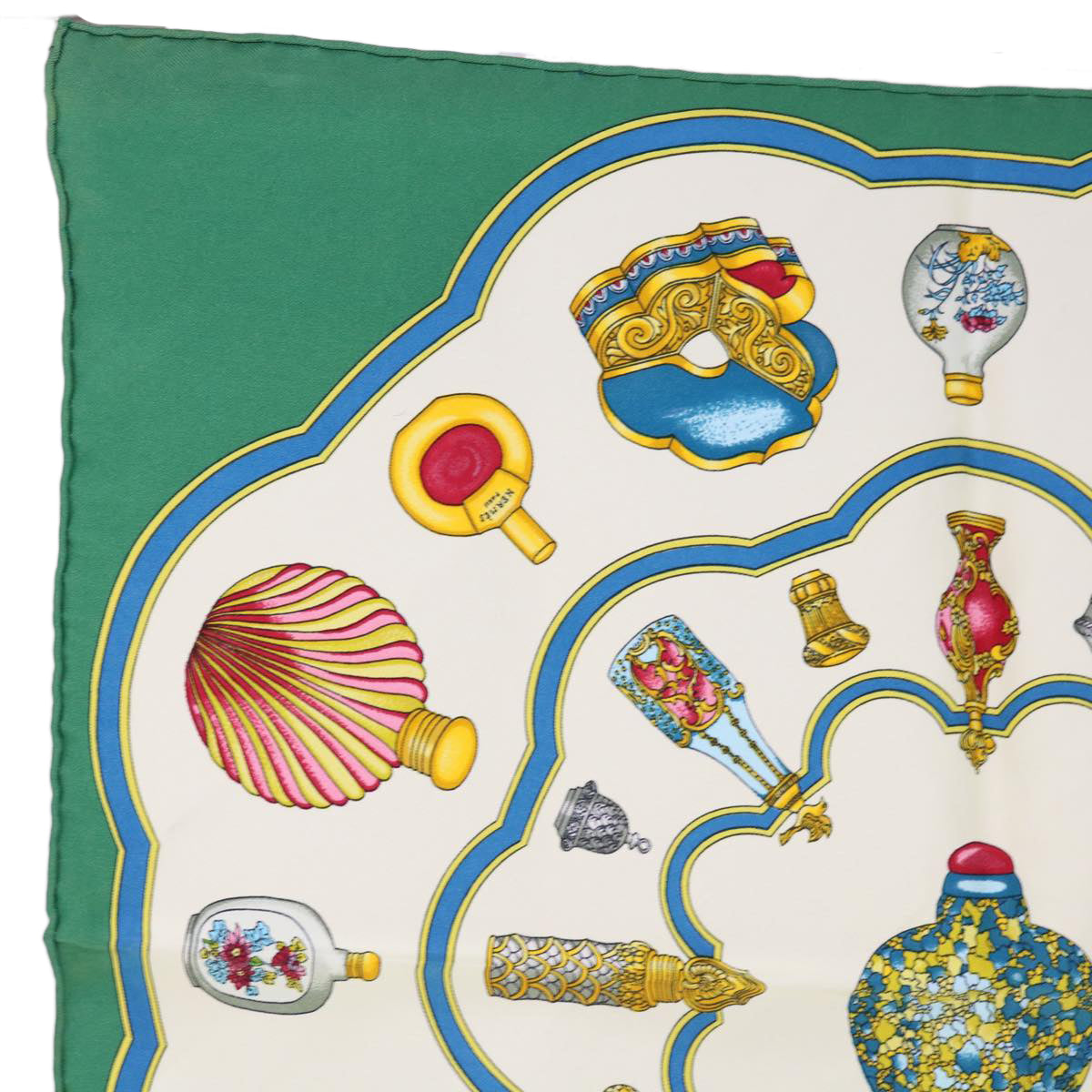 HERMES Carre 40 Quimporte le flacon Scarf Silk Green Auth 64886