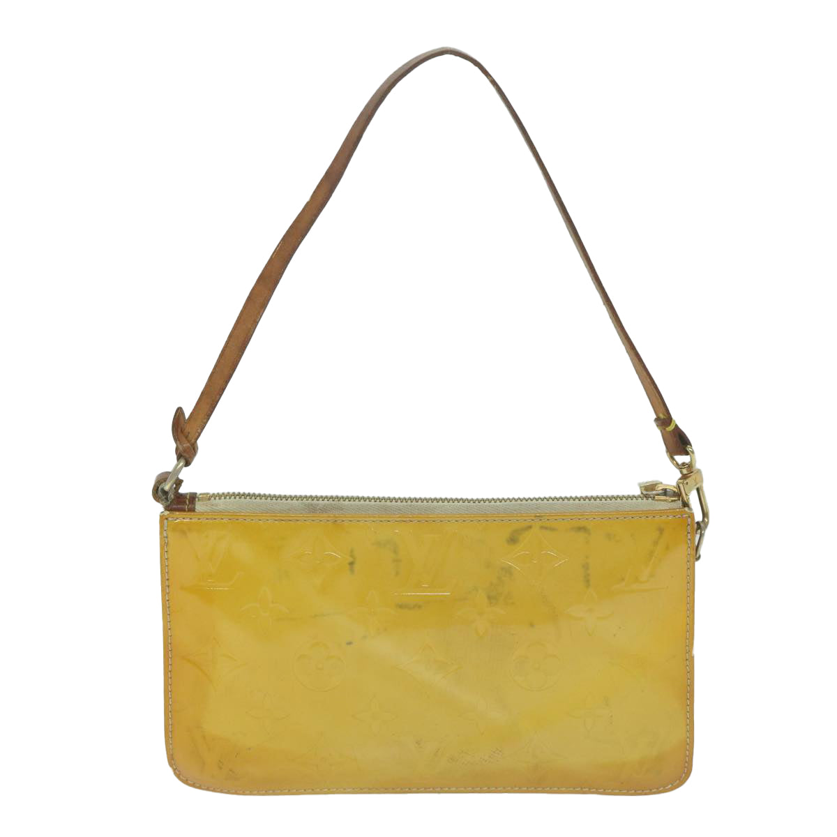 LOUIS VUITTON Vernis Lexington Accessory Pouch Lime Yellow M91058 Auth 64893