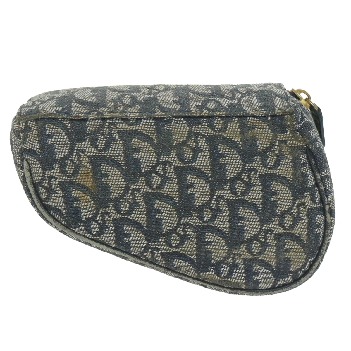 Christian Dior Trotter Canvas Saddle Pouch Navy Auth 64906