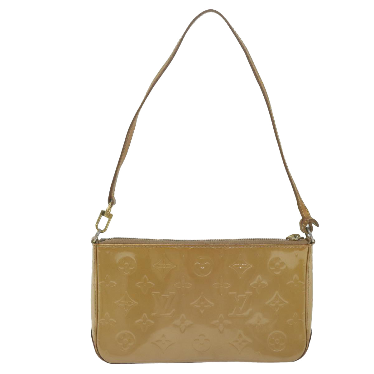 LOUIS VUITTON Monogram Vernis Mallory Square Pouch Noisette M91197 Auth 64924