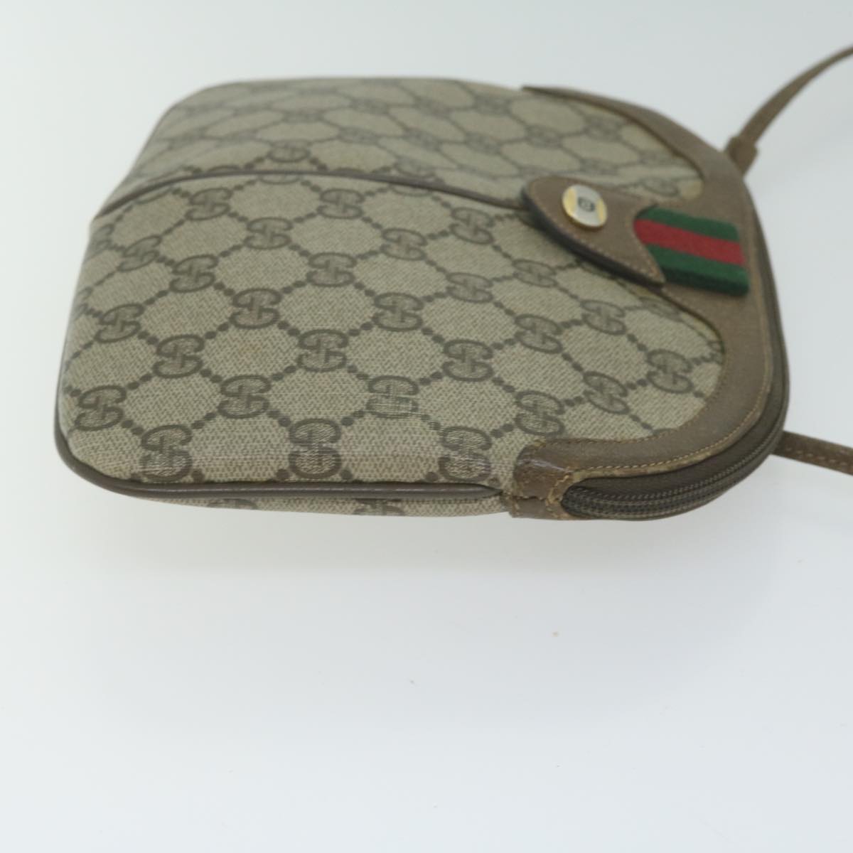 GUCCI GG Supreme Web Sherry Line Shoulder Bag PVC Beige Red Green Auth 64931