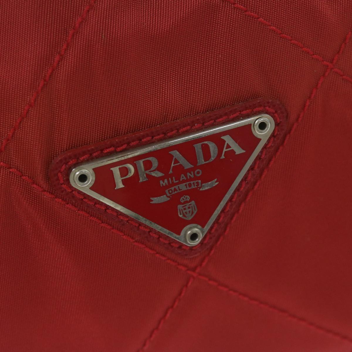 PRADA Chain Shoulder Bag Nylon Red Auth 64948