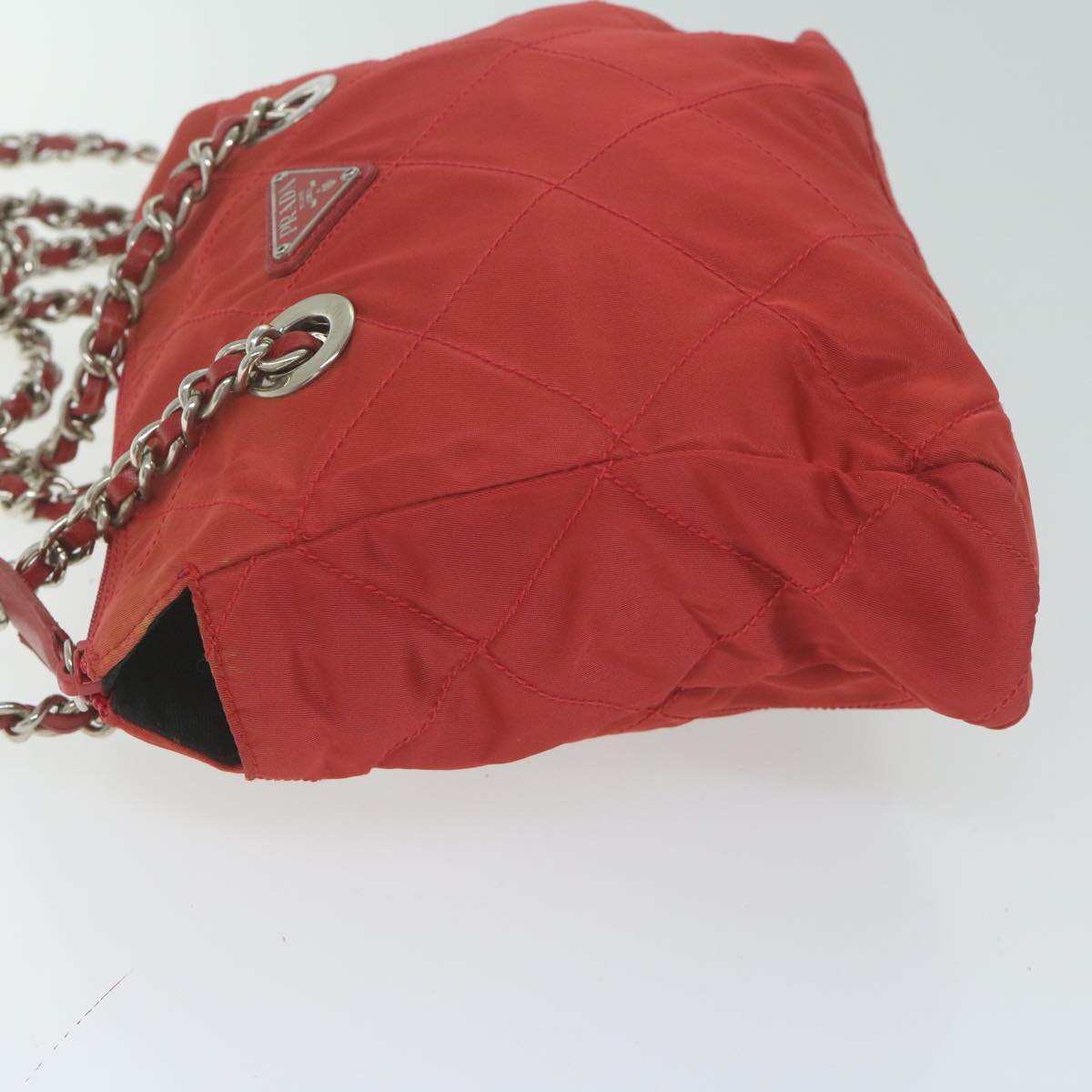 PRADA Chain Shoulder Bag Nylon Red Auth 64948