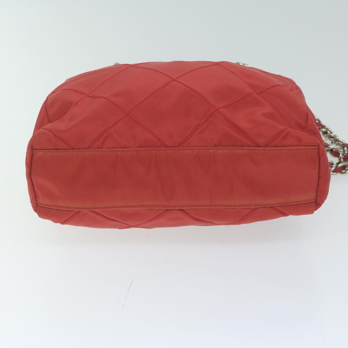 PRADA Chain Shoulder Bag Nylon Red Auth 64948