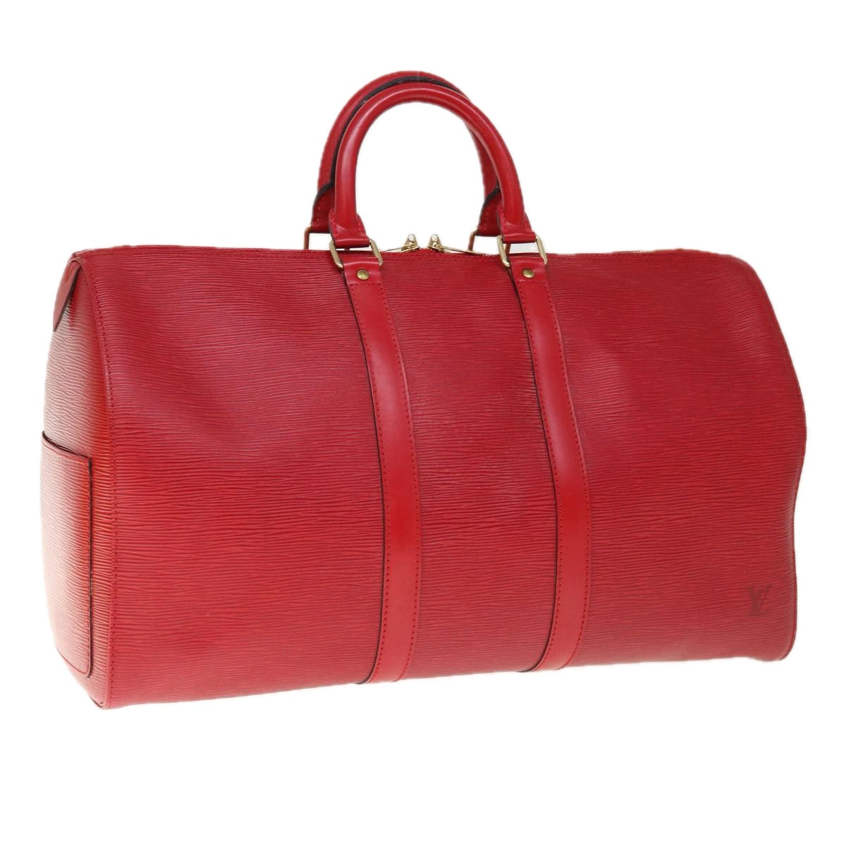 LOUIS VUITTON Epi Keepall 45 Boston Bag Red M42977 LV Auth 64974