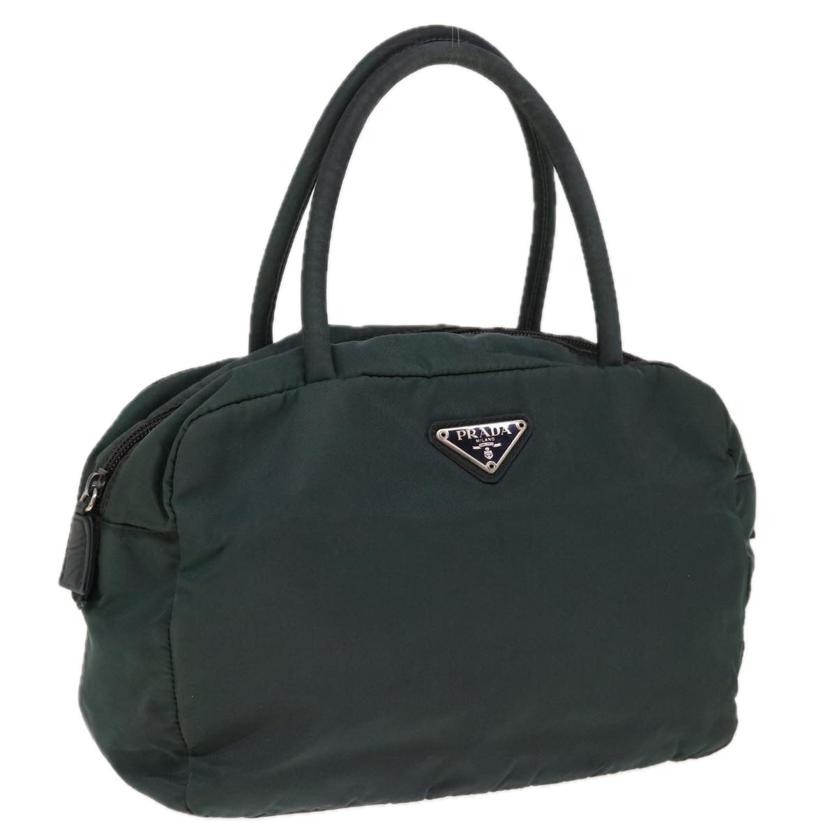 PRADA Hand Bag Nylon Green Auth 65012