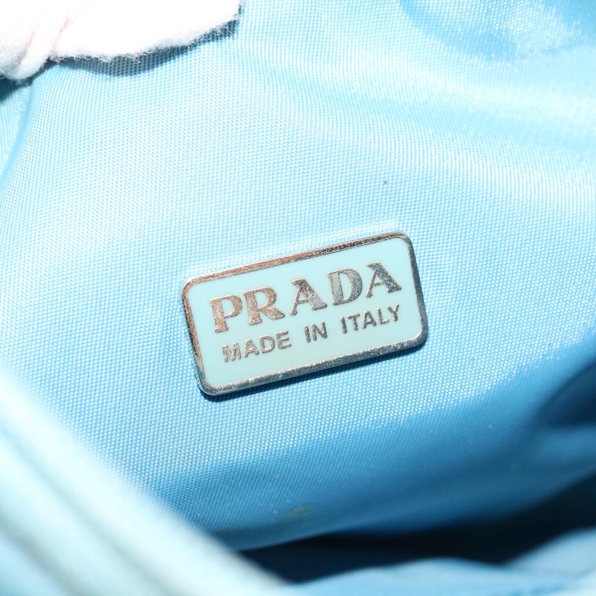 PRADA Hand Bag Nylon Light Blue Auth 65045