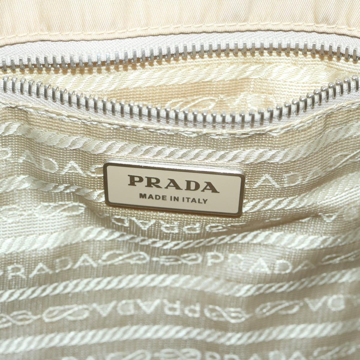 PRADA Tote Bag Nylon Beige Auth 65080