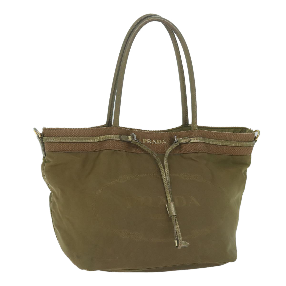 PRADA Tote Bag Nylon Khaki Auth 65083