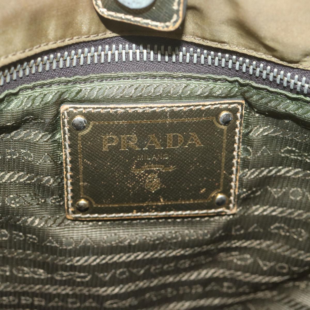 PRADA Tote Bag Nylon Khaki Auth 65083