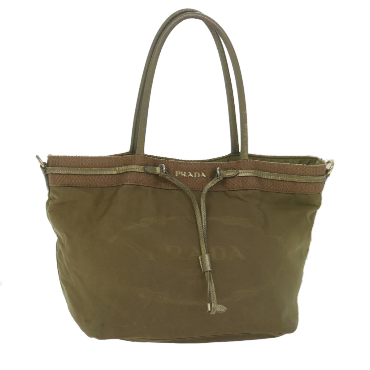 PRADA Tote Bag Nylon Khaki Auth 65083