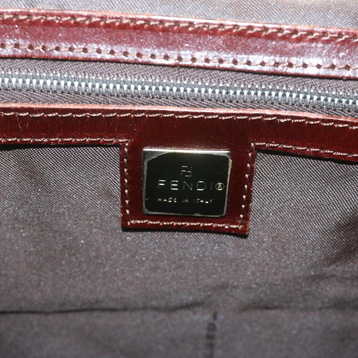 FENDI Tote Bag Corduroy Khaki Auth 65092