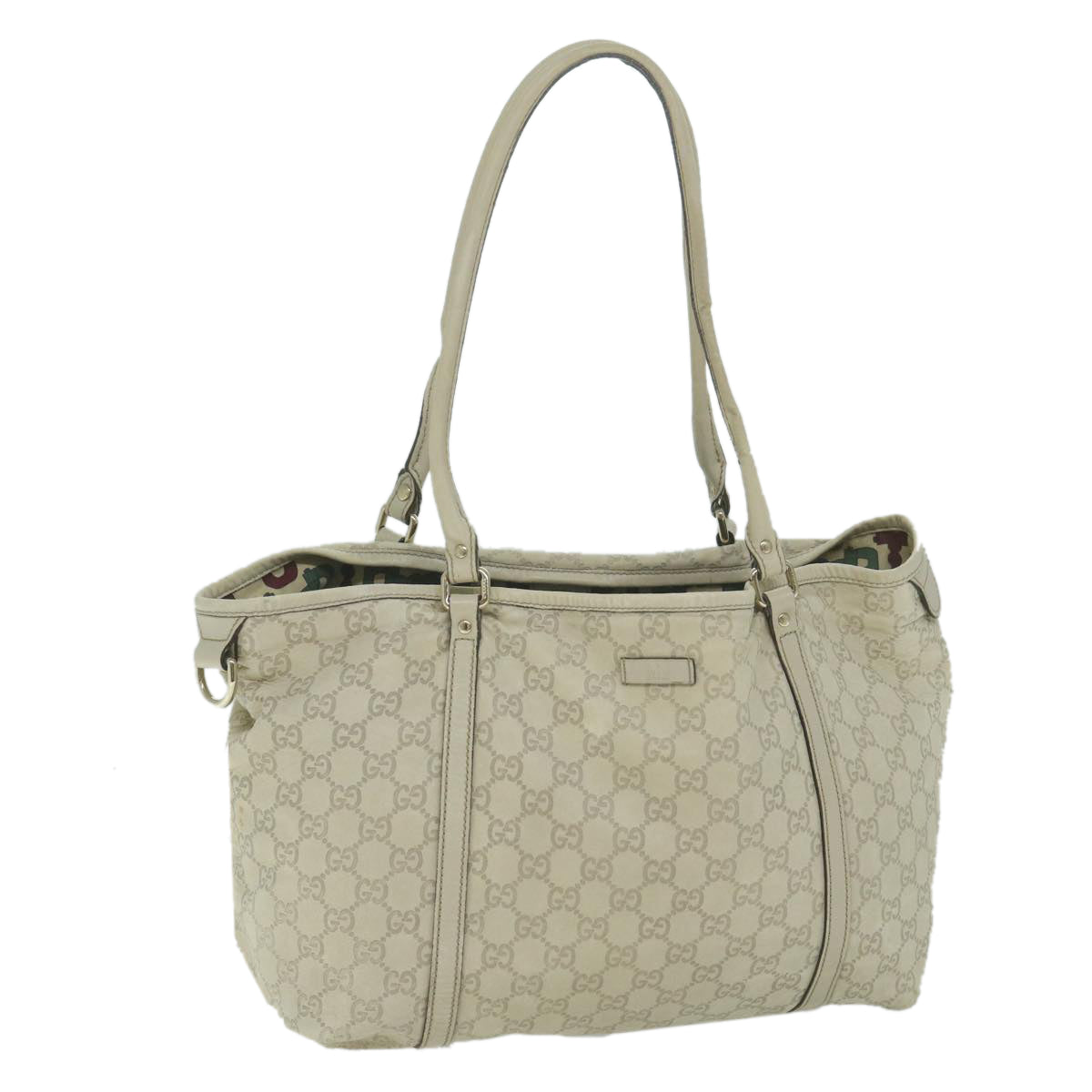 GUCCI GG Canvas Guccissima Tote Bag Cream 197953 Auth 65093