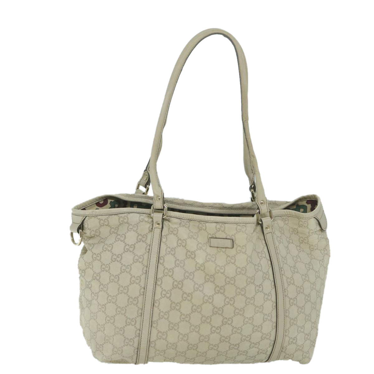 GUCCI GG Canvas Guccissima Tote Bag Cream 197953 Auth 65093