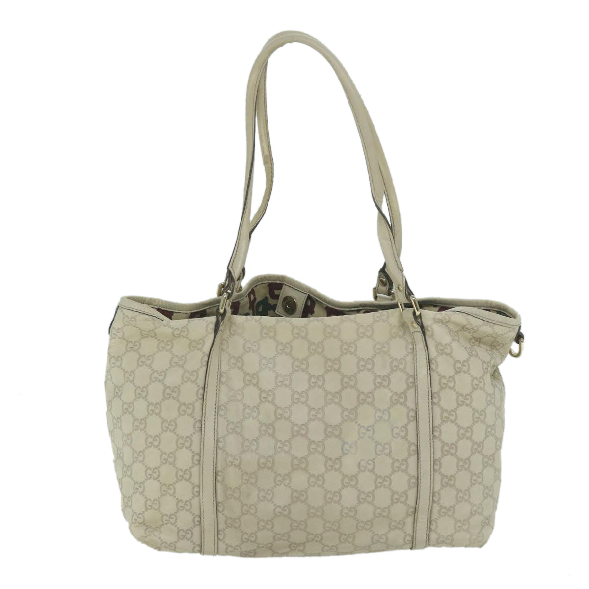 GUCCI GG Canvas Guccissima Tote Bag Cream 197953 Auth 65093