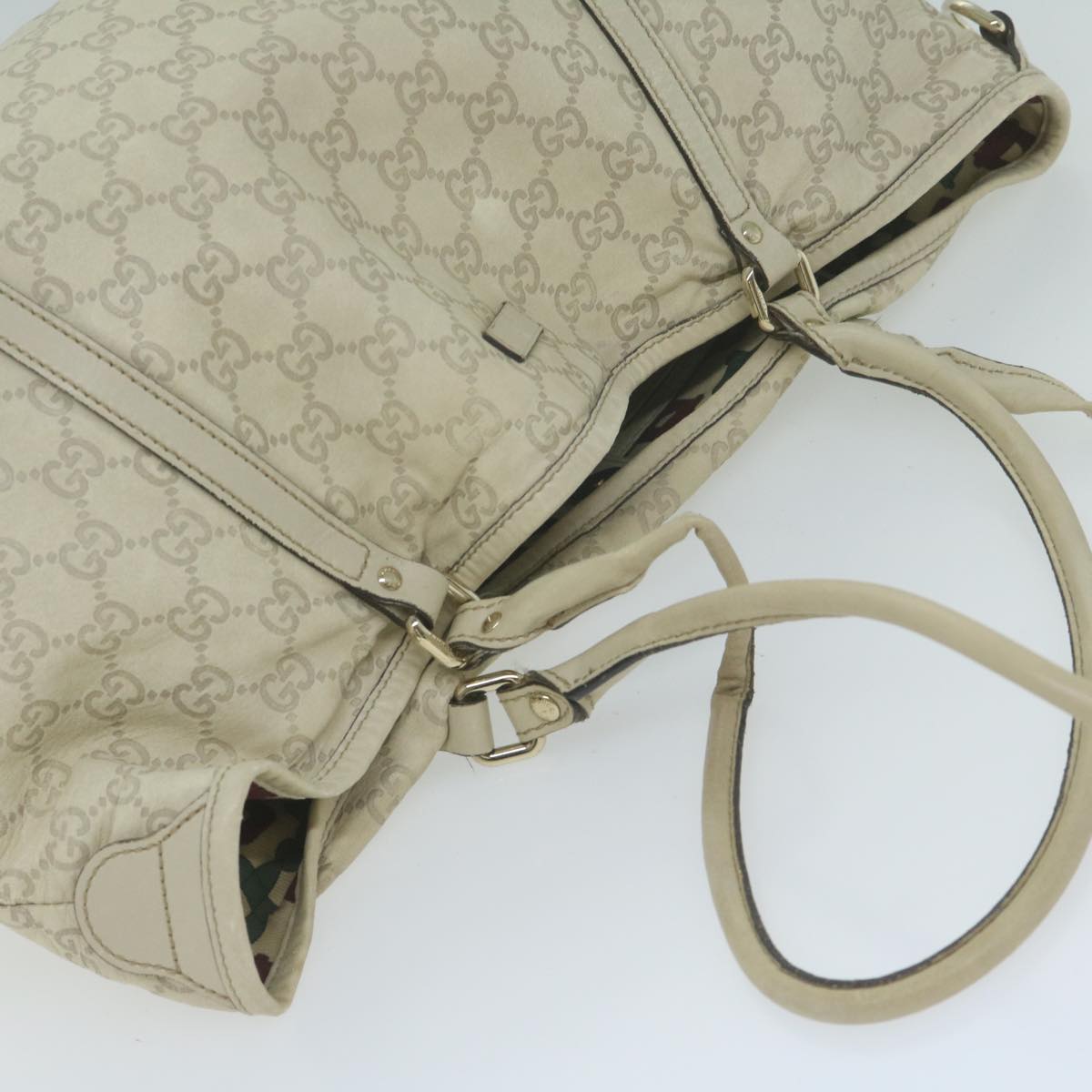 GUCCI GG Canvas Guccissima Tote Bag Cream 197953 Auth 65093