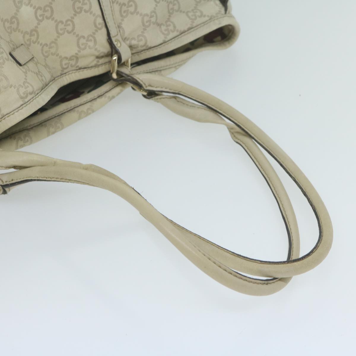 GUCCI GG Canvas Guccissima Tote Bag Cream 197953 Auth 65093