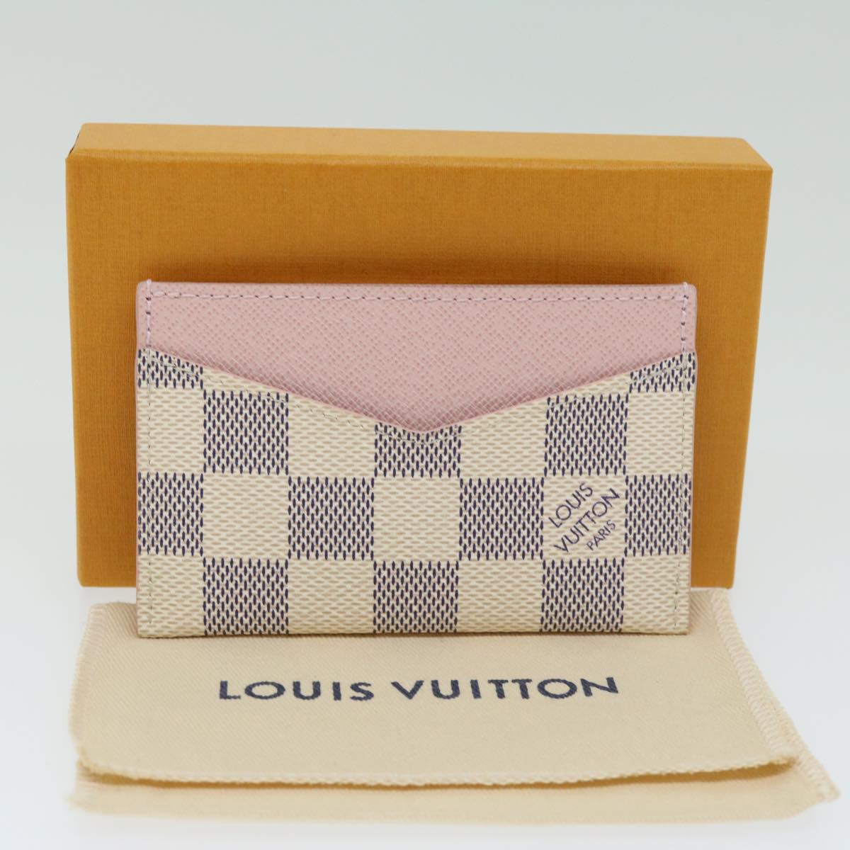 LOUIS VUITTON Damier Azur Porte Cartes Sampur Card Case N60286 LV Auth 65223SA