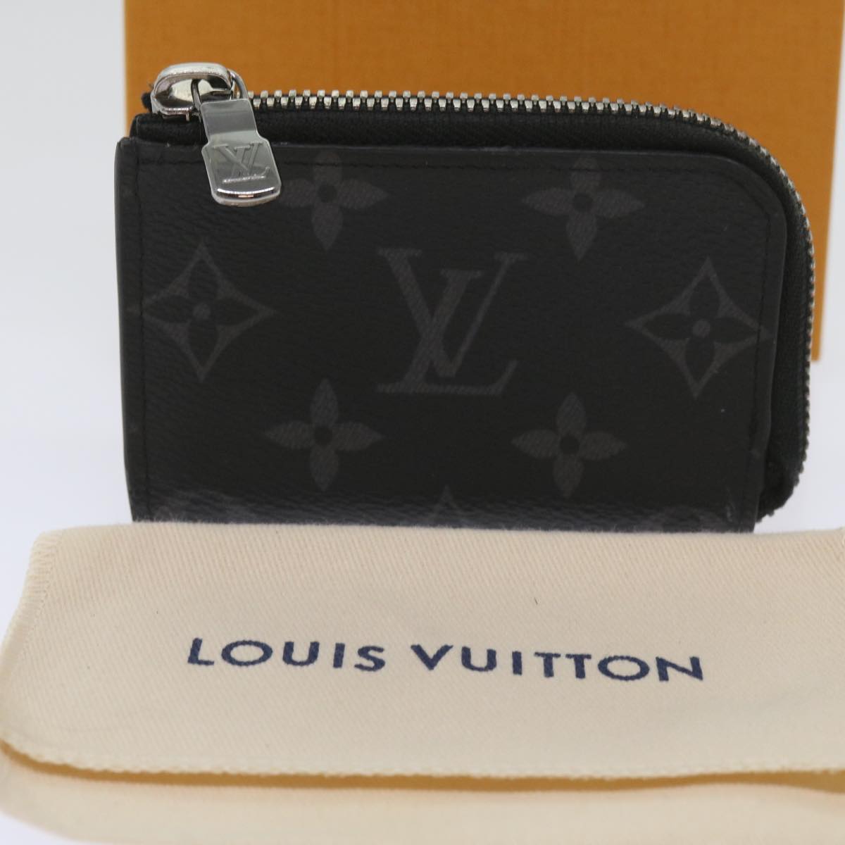 LOUIS VUITTON Monogram Eclipse Porte monnaie Jour Coin Purse M63536 Auth 65225