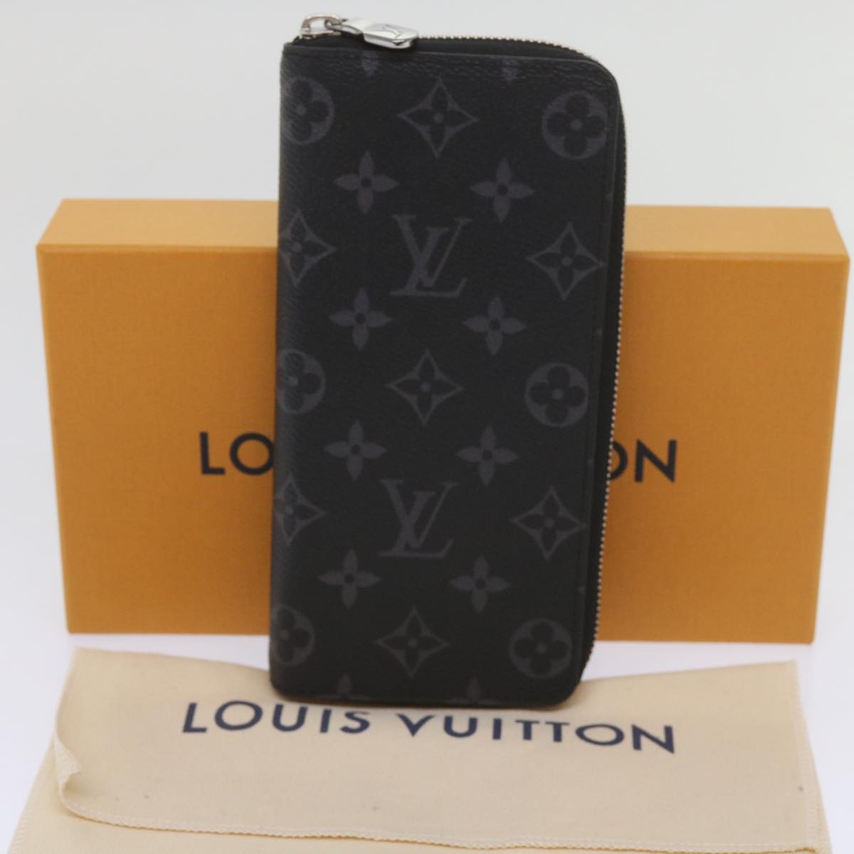 LOUIS VUITTON Monogram Eclipse Zippy Wallet Vertical Wallet M62295 Auth 65226S