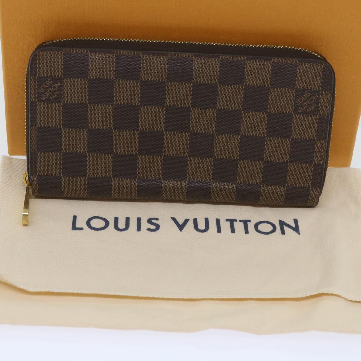 LOUIS VUITTON Damier Ebene Zippy Wallet Long Wallet N41661 LV Auth 65229