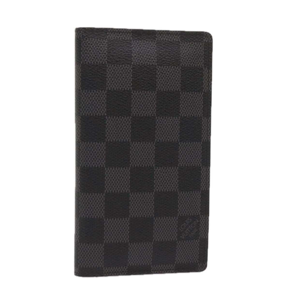 LOUIS VUITTON Damier Graphite Agenda Poche Note Cover R20975 LV Auth 65231