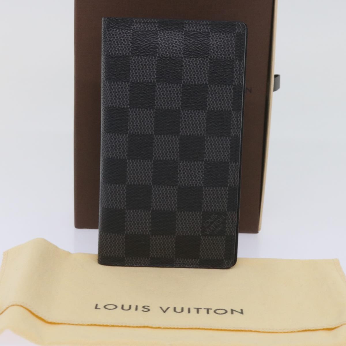 LOUIS VUITTON Damier Graphite Agenda Poche Note Cover R20975 LV Auth 65231