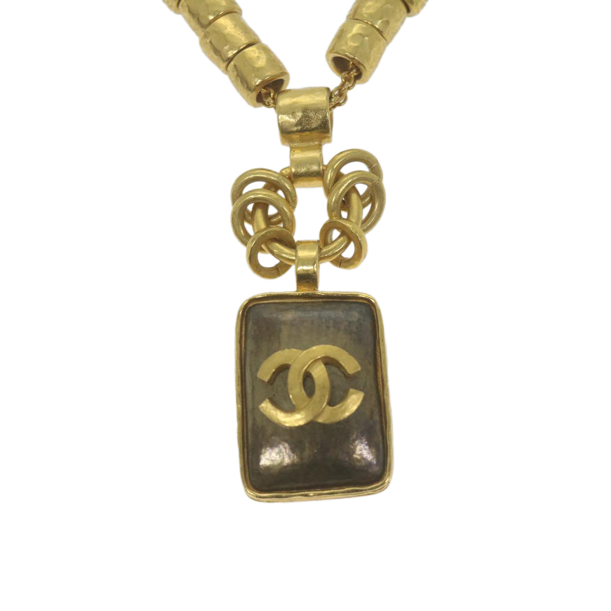 CHANEL Necklace Gold Tone CC Auth 65253A