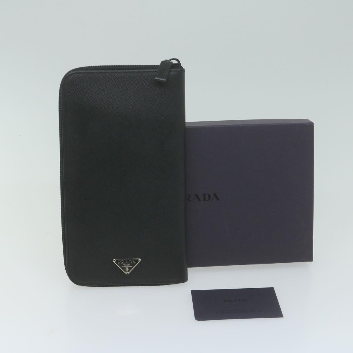 PRADA Long Wallet Leather Black Auth 65278A