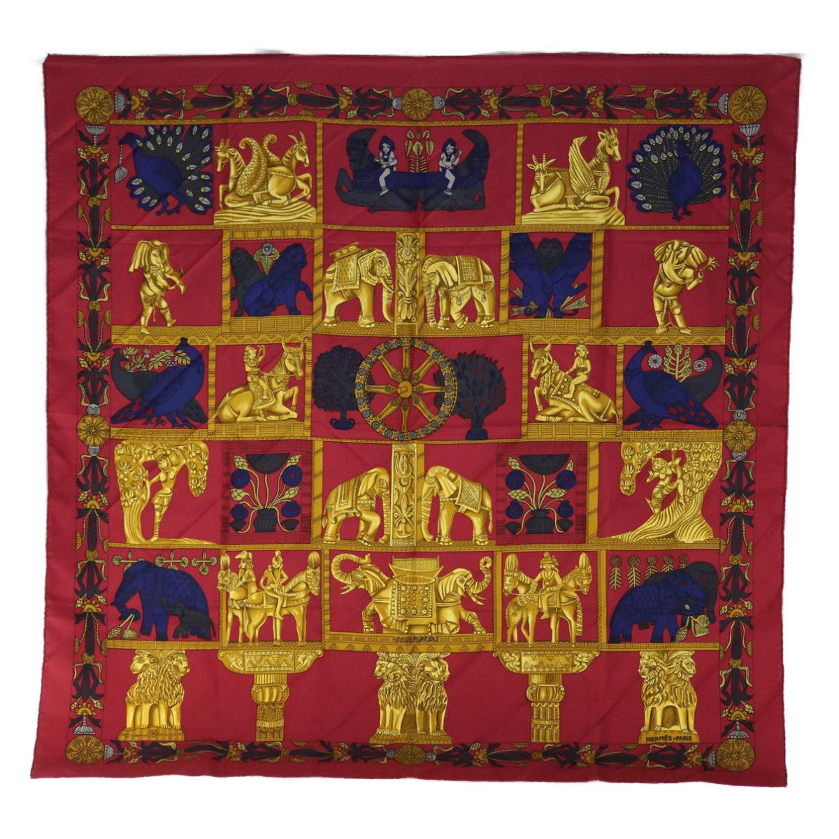 HERMES Carre 90 TORANA Scarf Silk Red Auth 65316