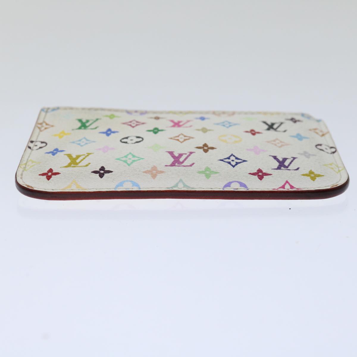 LOUIS VUITTON Multicolor Pochette Cles NM Coin Purse White M93734 LV Auth 65355