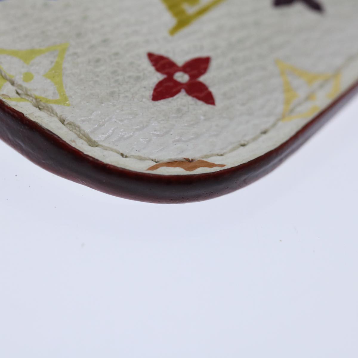 LOUIS VUITTON Multicolor Pochette Cles NM Coin Purse White M93734 LV Auth 65355