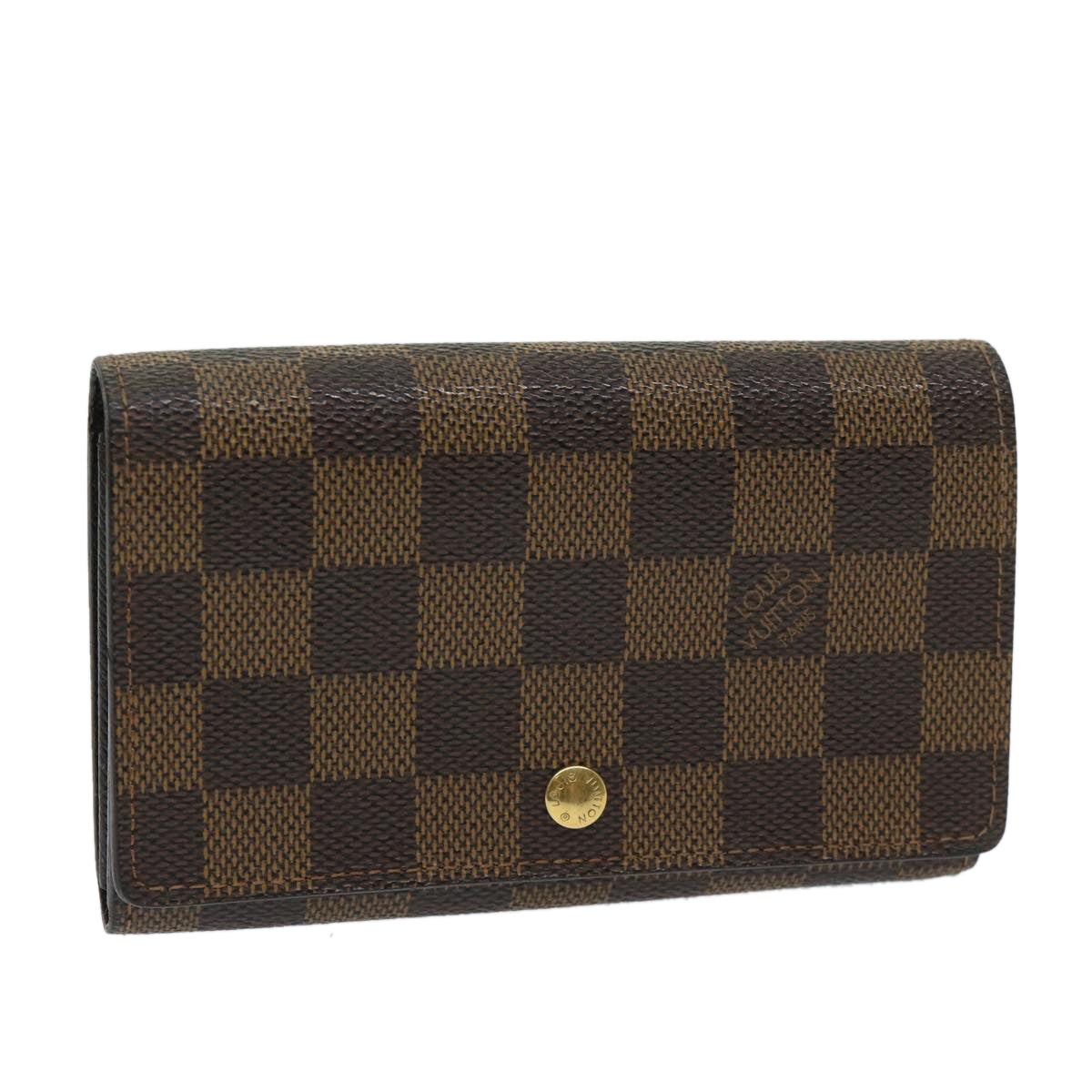 LOUIS VUITTON Damier Ebene PorteMonnaie Billets Tresor Wallet N61730 Auth 65360