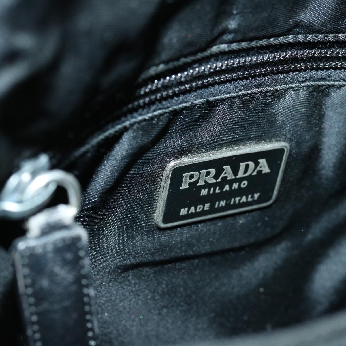 PRADA Shoulder Bag Nylon Black Auth 65381