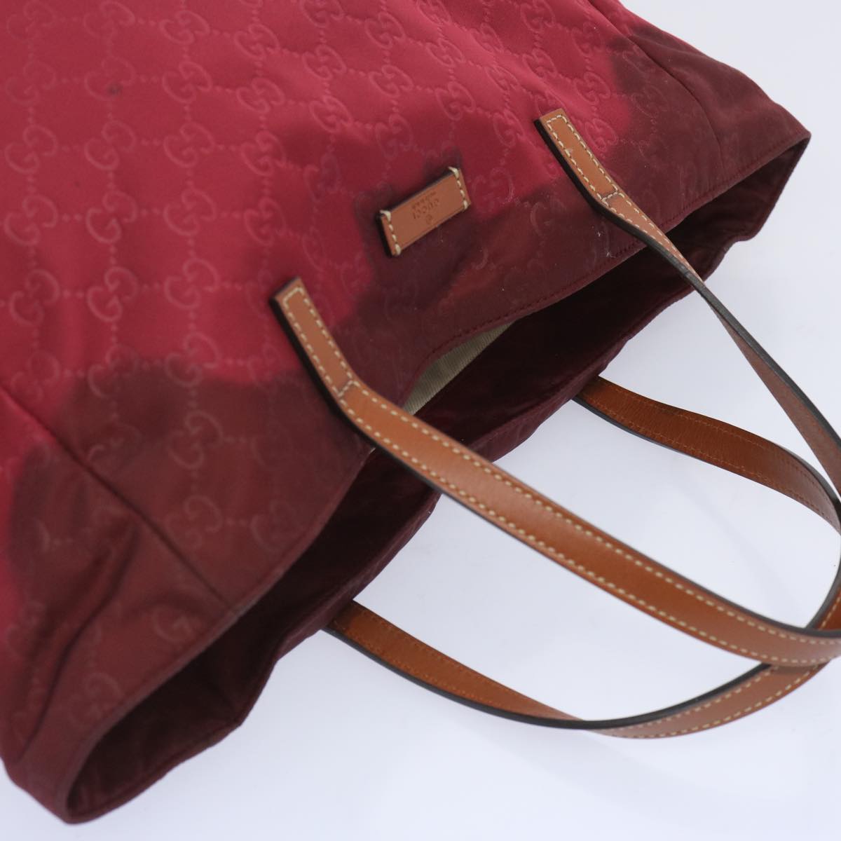 GUCCI GG Canvas Tote Bag Nylon Red Auth 65389